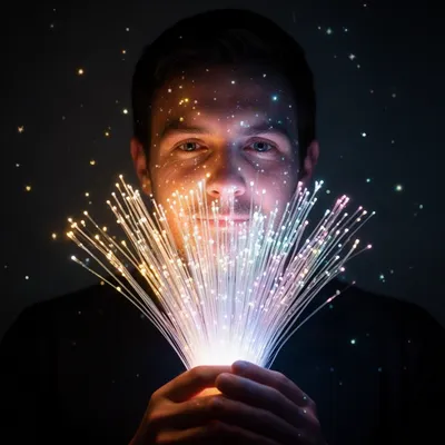 Neon Glow Fiber-Optic Portrait