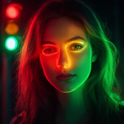 Neon Glow Traffic Light
