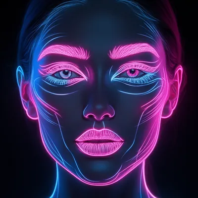 Neon Glow Wireframe Woman