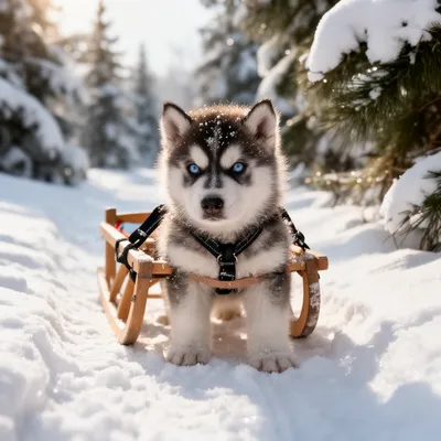 Winter Husky Pup