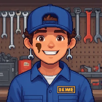 Garage Mechanic Pixel Portrait