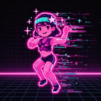 Neon Rhythm Dancer Pixel Avatar