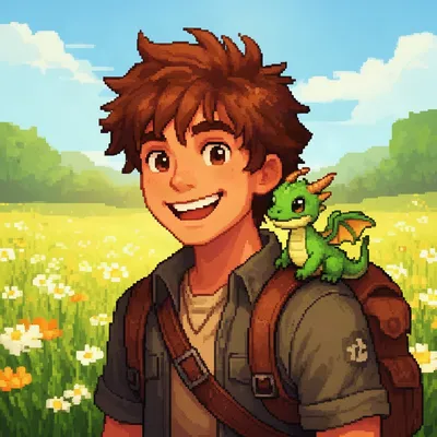 Young Adventurer with Baby Dragon