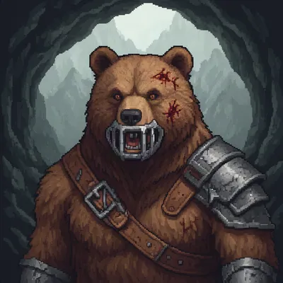 Pixel Art Bear Warrior