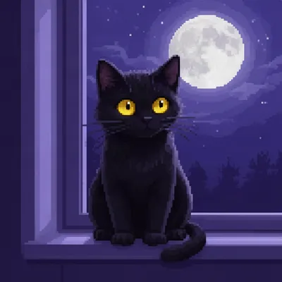 Pixel Art Black Cat Avatar