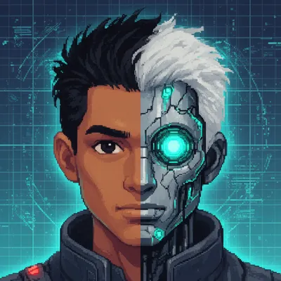 Cybernetic Pixel Portrait