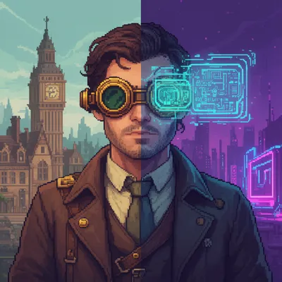 Steampunk Time Traveler Pixel Avatar