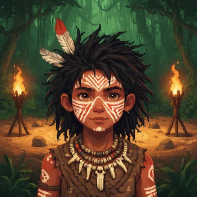 Tribal Witch Doctor Pixel Avatar