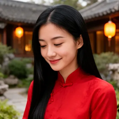 Chinese Woman Garden Portrait
