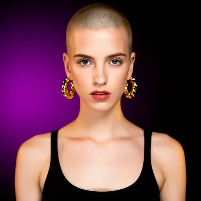 Defiant Shaved Head Woman
