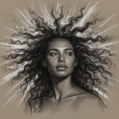 Wind Swept Curls Sketch