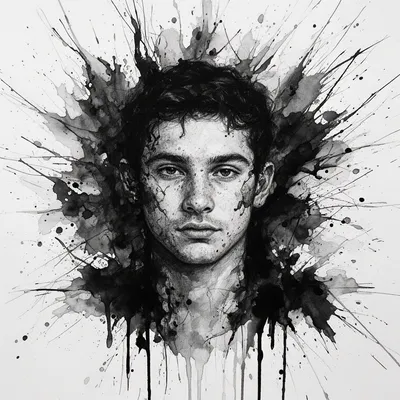 Expressive Ink Splash Portrait