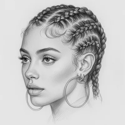 Braided Portrait Sketch