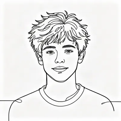 Minimalist Line Boy Portrait