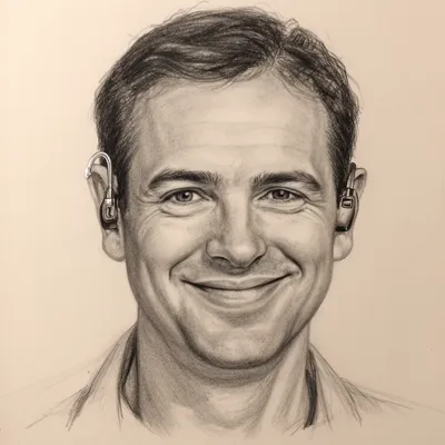 Confident Hearing Sketch Portrait
