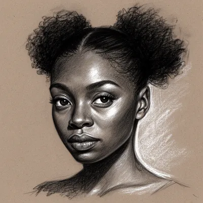 Charcoal Afro Woman Portrait