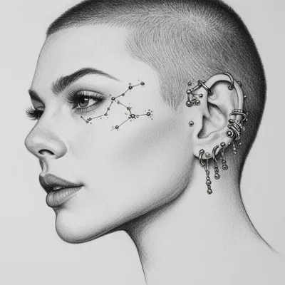 Sketch Ear Piercing Portrait