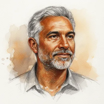 Watercolor Sketch Distinguished Man