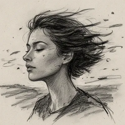 Windswept Charcoal Sketch