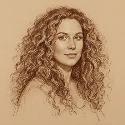 Curly Hair Sketch Portrait