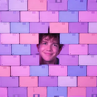 Vaporwave Floppy Disk Portrait