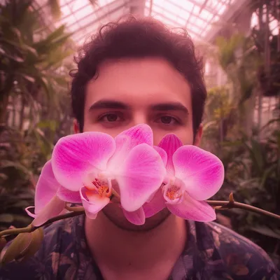 Floral Mask Vaporwave Portrait
