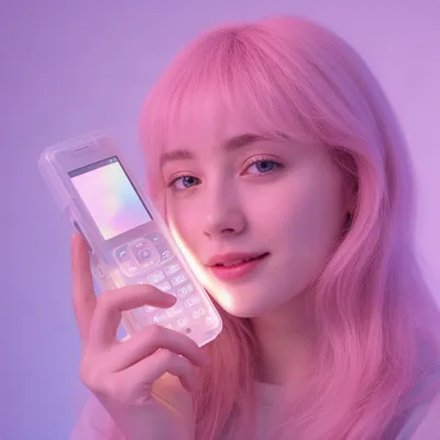 Vaporwave Pink Phone Girl
