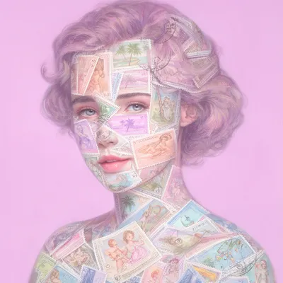 Vaporwave Stamp Mosaic