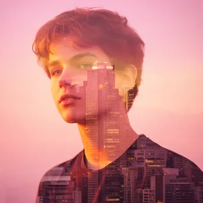 Vaporwave Double Exposure Portrait