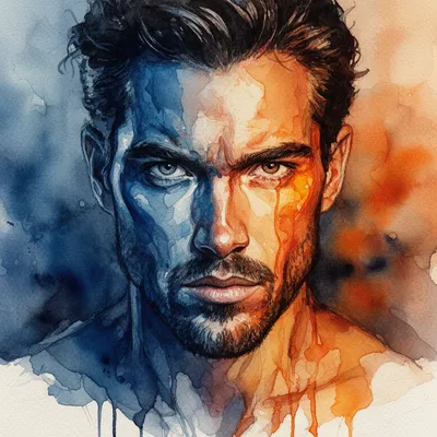 Expressive Watercolor Man