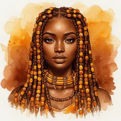 Fulani Braids Watercolor Avatar