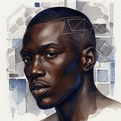 Geometric Watercolor Portrait