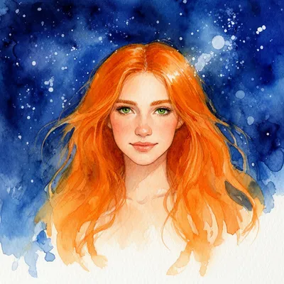 Ginger Cosmic Watercolor Avatar