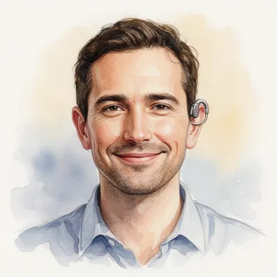 Watercolor Hearing Aid Portrait