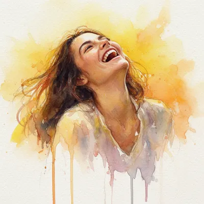Laughing Watercolor Woman