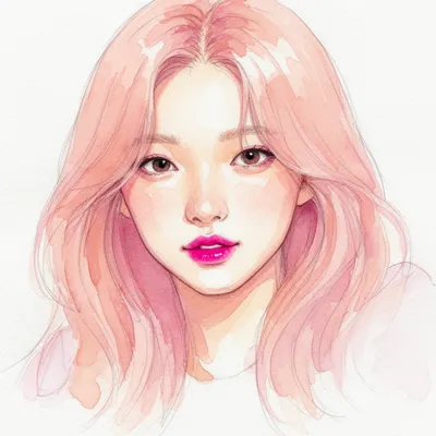 K-Beauty Watercolor Portrait