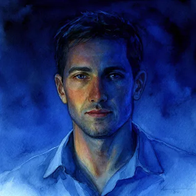 Midnight Blue Watercolor Portrait