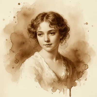 Sepia Watercolor Portrait