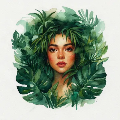 Tropical Watercolor Woman