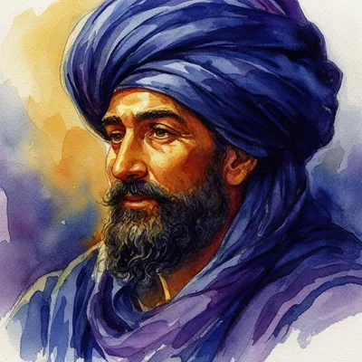 Watercolor Bearded Man with Turban