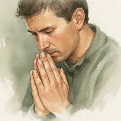 Contemplative Watercolor Man