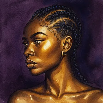 Cornrow Watercolor Portrait