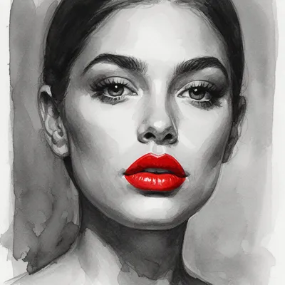 Monochrome Red Lips Portrait