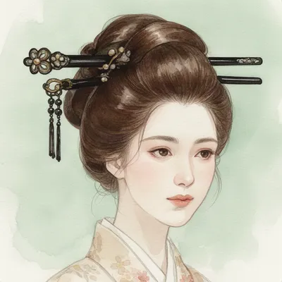 Watercolor East Asian Beauty