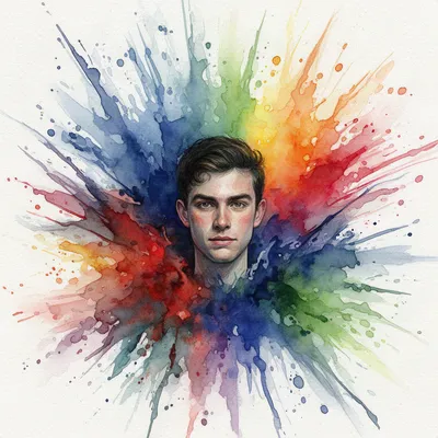Watercolor Energy Burst Portrait