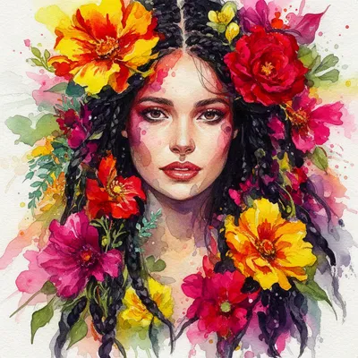 Watercolor Garden Goddess