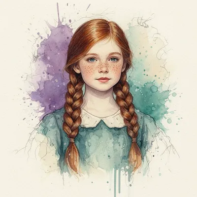 Watercolor Freckled Girl