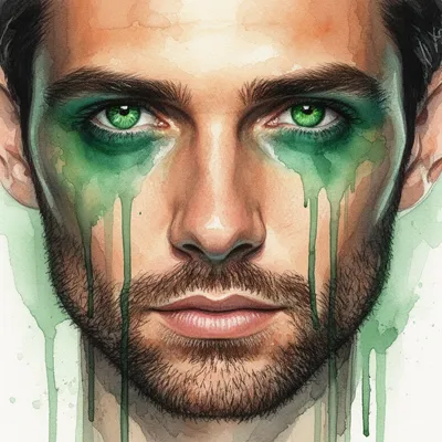 Green Gaze Watercolor Avatar