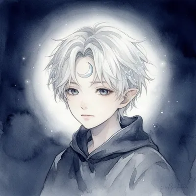 Watercolor Moon Spirit Boy