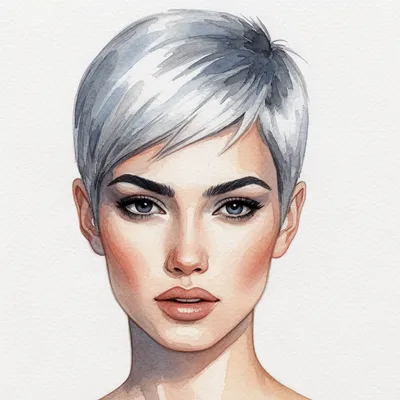Silver Pixie Watercolor Portrait